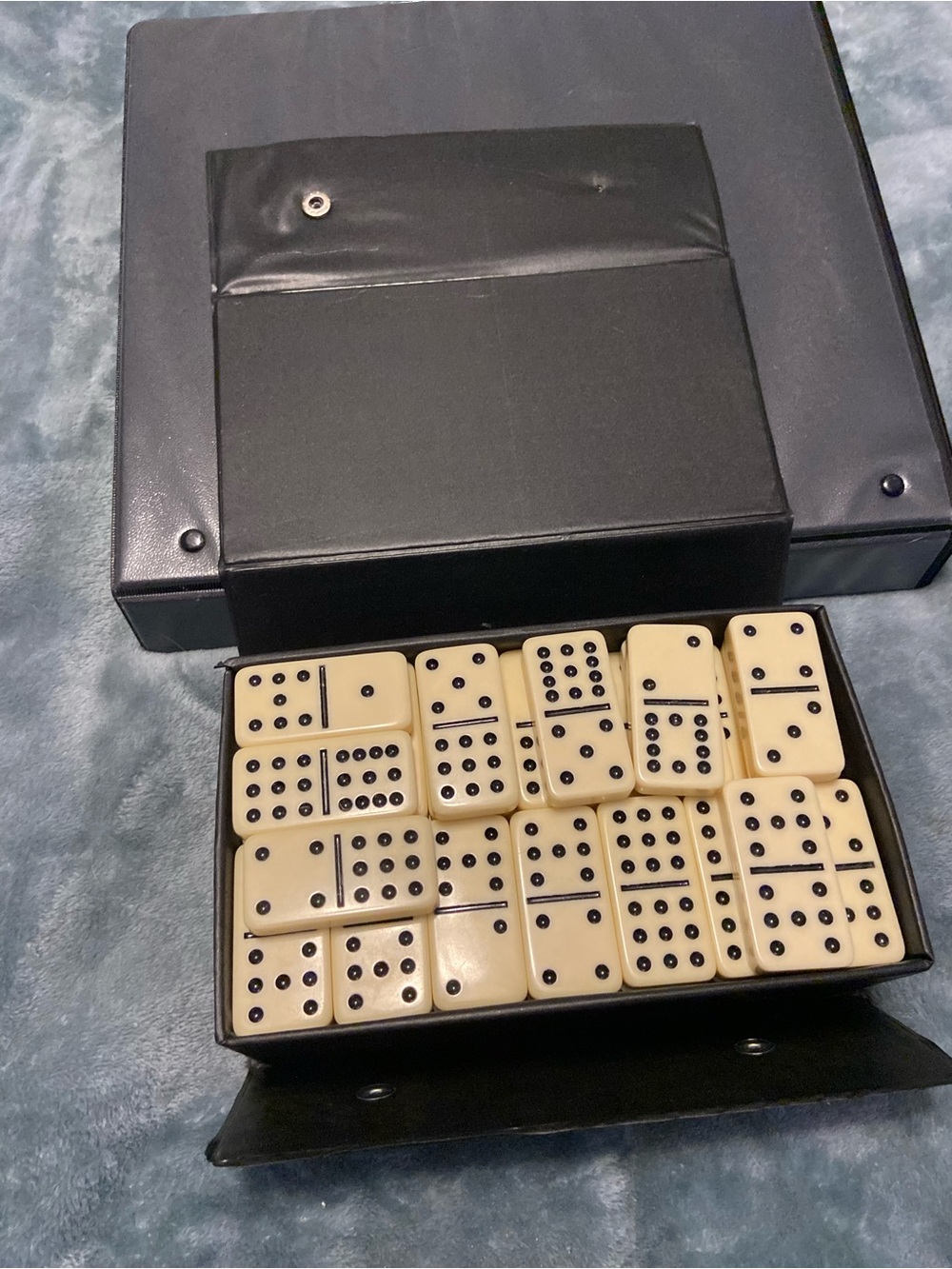 Classic Domino Set in Cream with Black Case